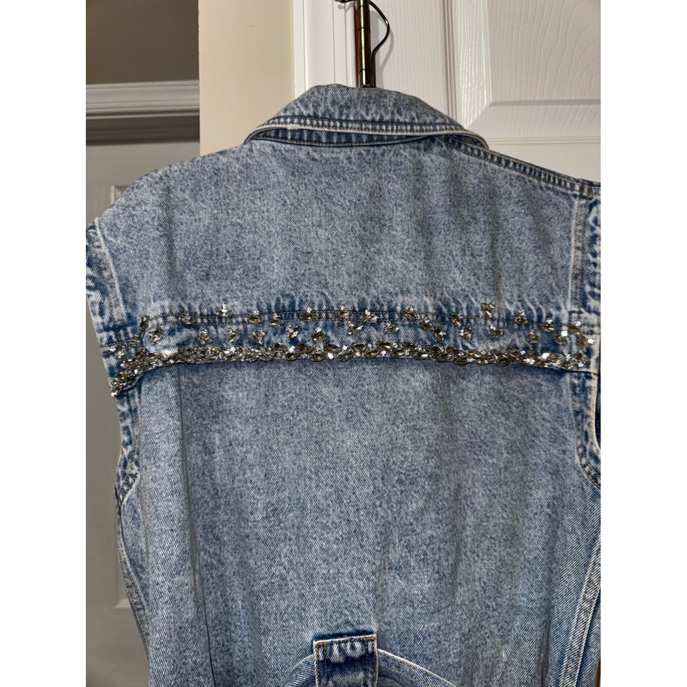 ACLER Sleeveless Denim Dress Embellished Belted Shirt Dress Mini - Picture 12 of 12